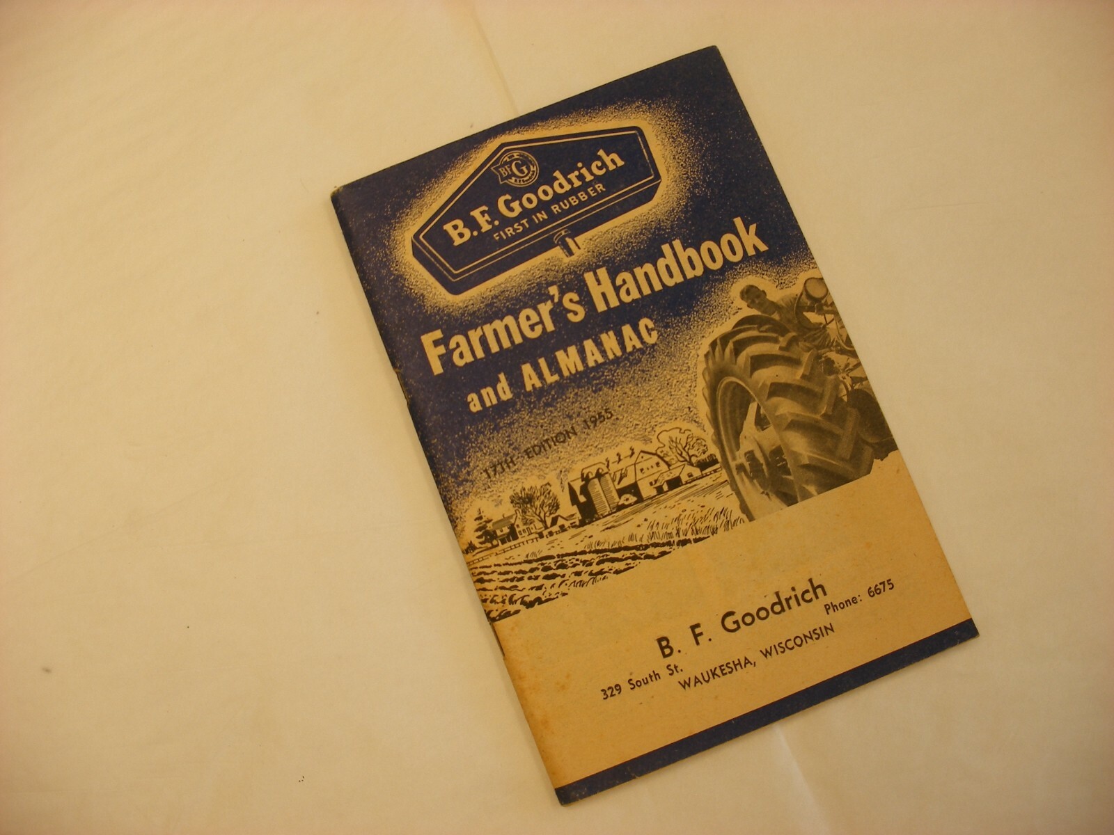 Vtg 1955 B. F. Goodrich Farm Tractor Tires Waukesha WI Farmer’s Almanac