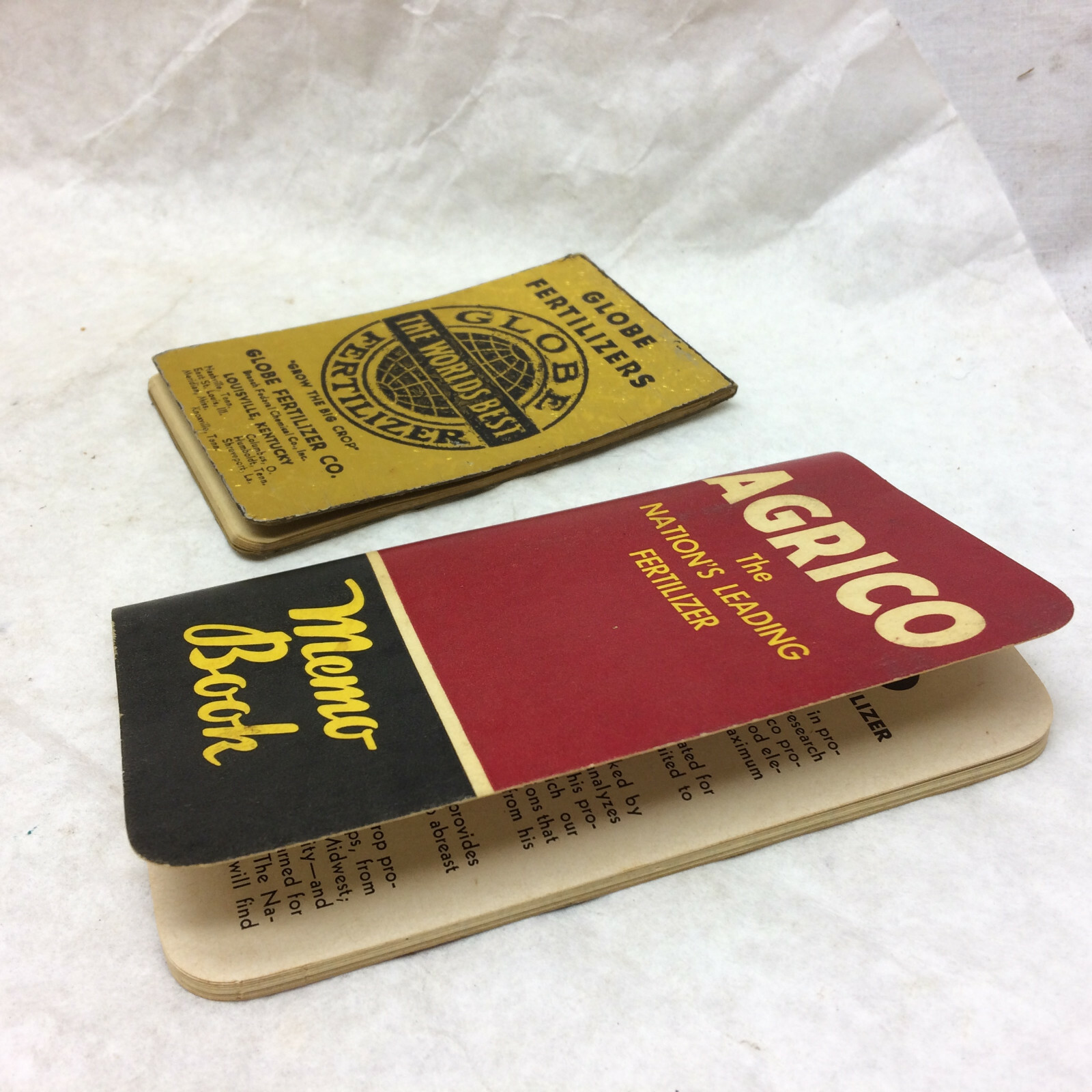 2 Vtg 1950’s Pocket Notebook Advertising Agrico Fertilizer & Globe Fertilizers