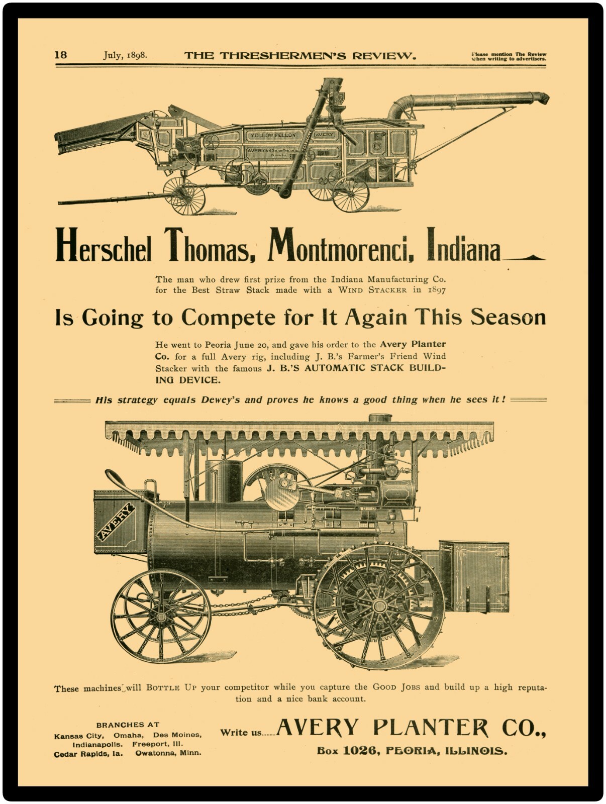 1898 Avery Threshing Machines NEW Metal Sign 24″ x 30″ USA STEEL XL Size – 7 lbs