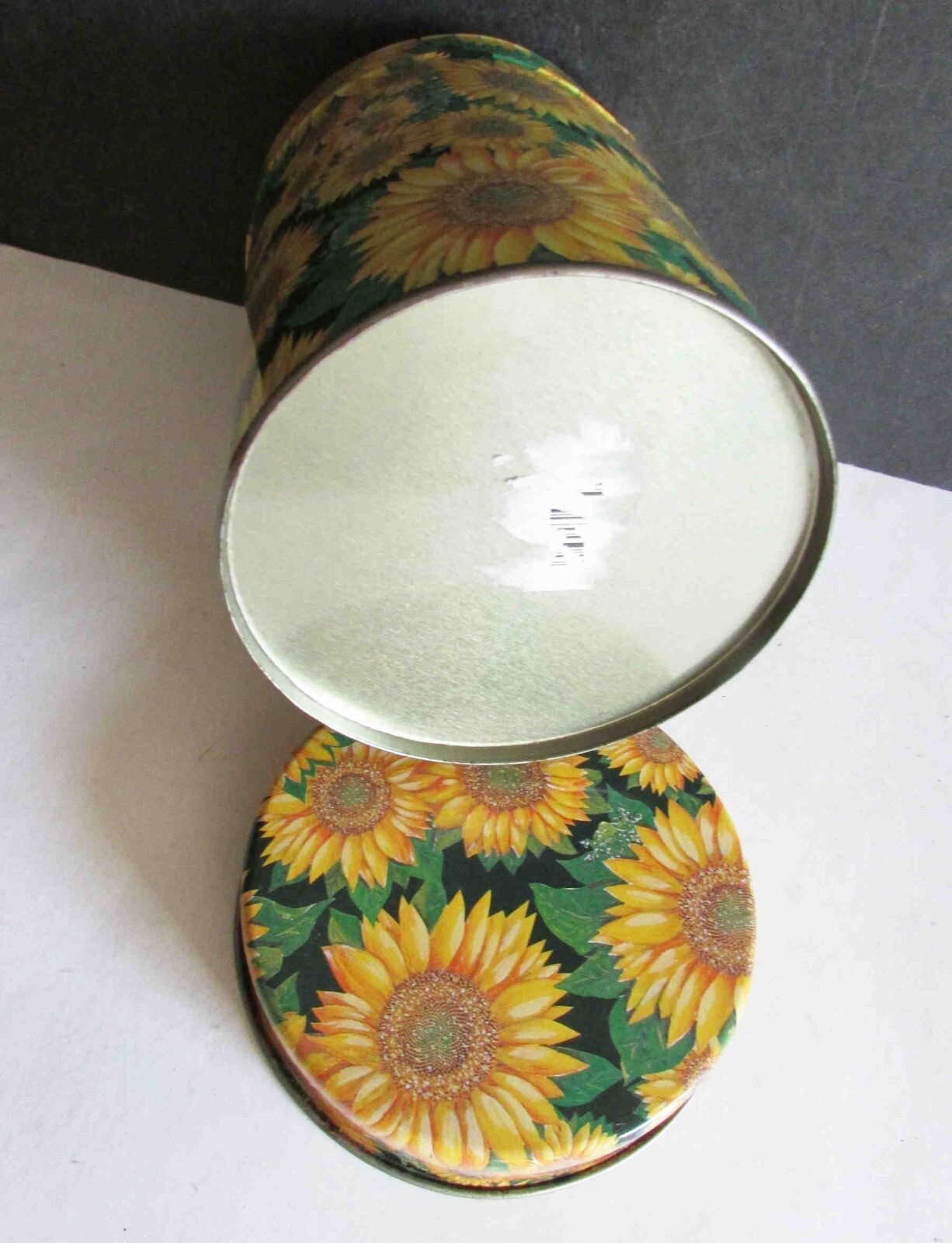Yellow Sunflowers on Empty Metal Tin 4.25×5.5″ FREE SH