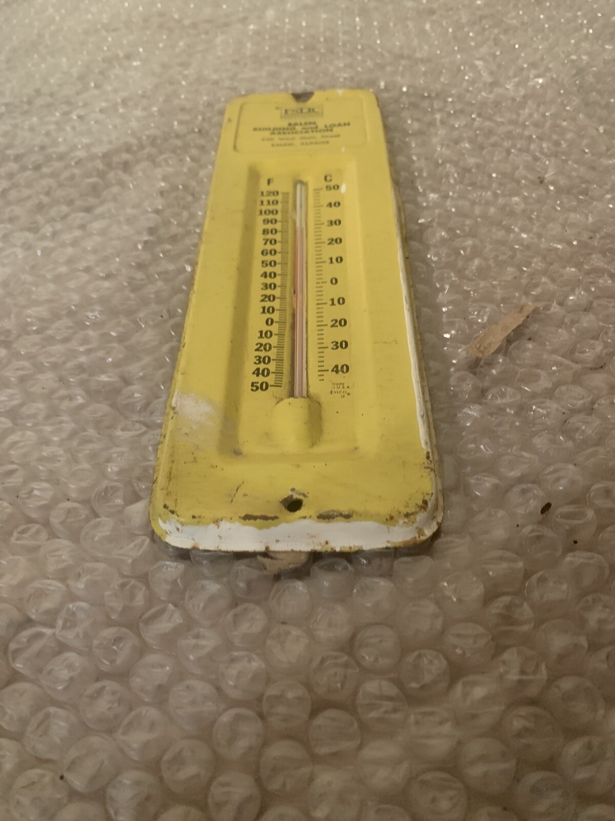 VINTAGE ADVERTISING WALL THERMOMETER-SALEM IL. BUILDING AND LOAN ASSOCIATION