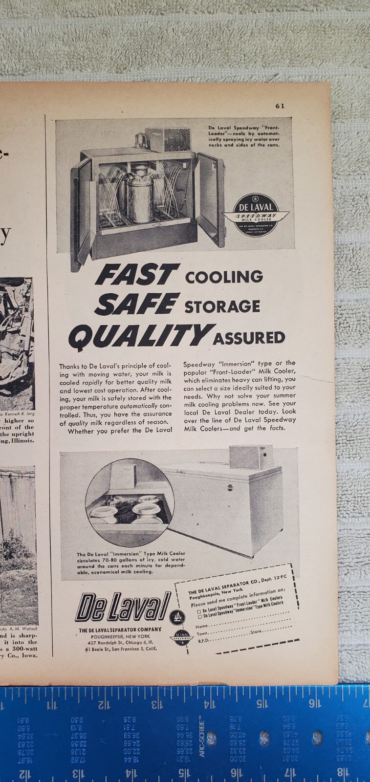 Vintage 1952 DeLaval Milk Products Magazine Ad 2 page