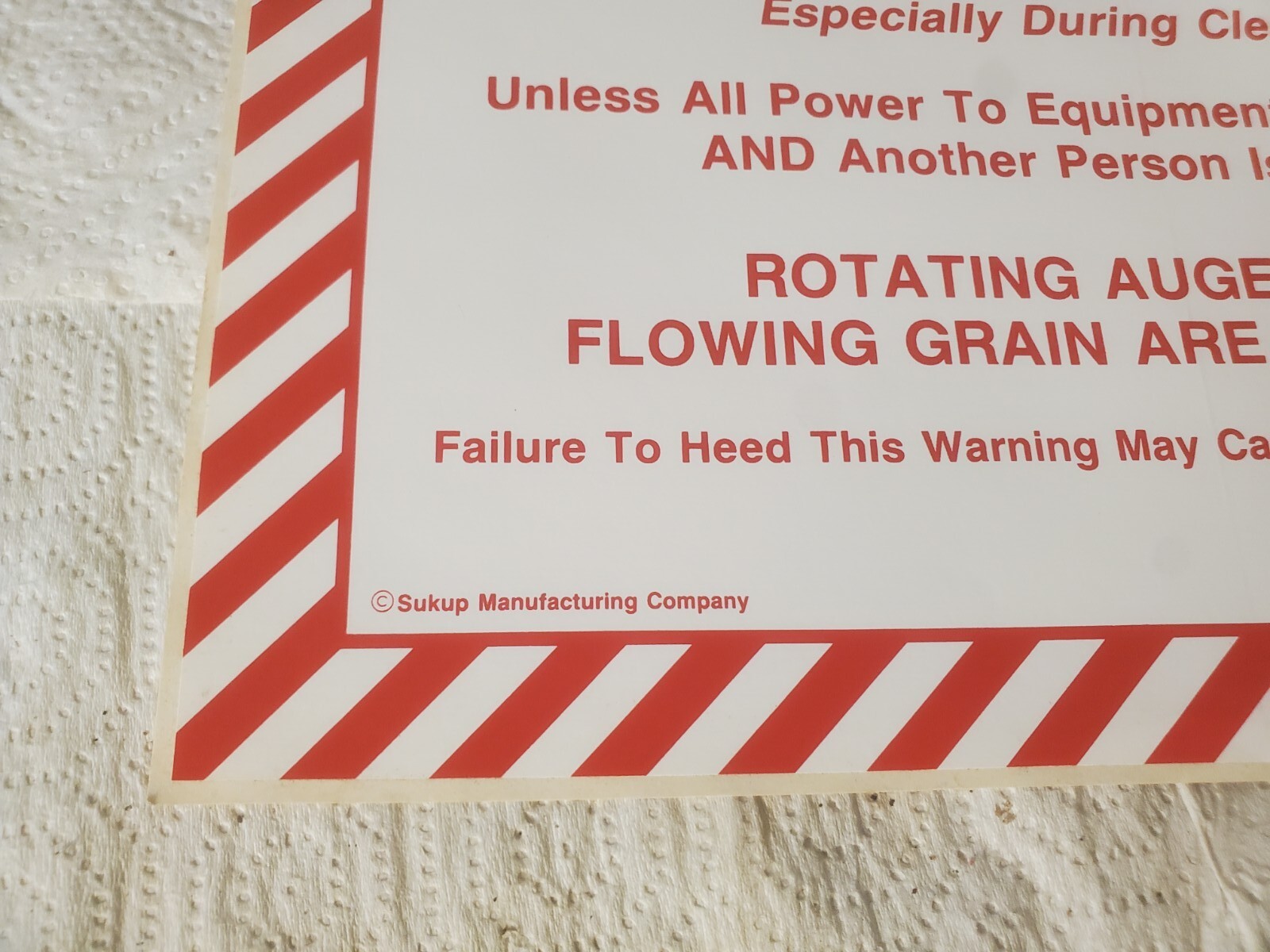 2 11″ X 8-1/2″ Peel Off Stickers Danger Never Enter Bin Sukup Corn Grain Farm