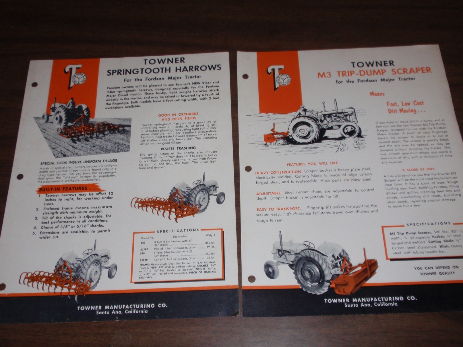 Group of 4 Towner Farm Implement Sales Brochures