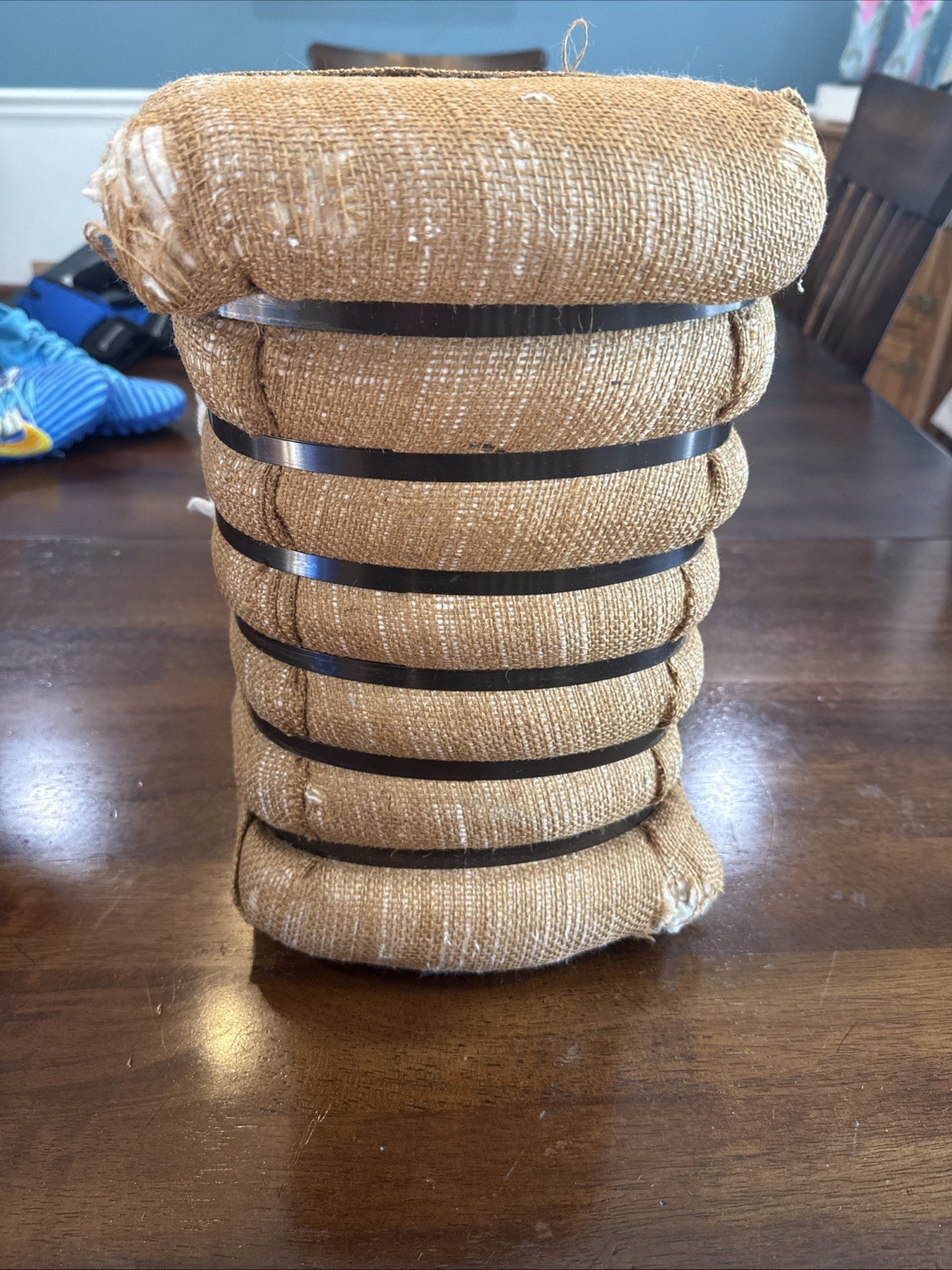 Medium Vintage Bale Of Raw USA Cotton burlap Wrapped 13 in x 8 in x 12 in