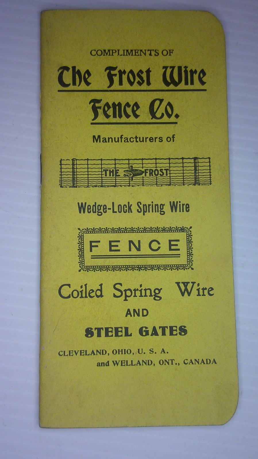 vintage Frost Wire Fence Co advertising notebook very good condition 9G