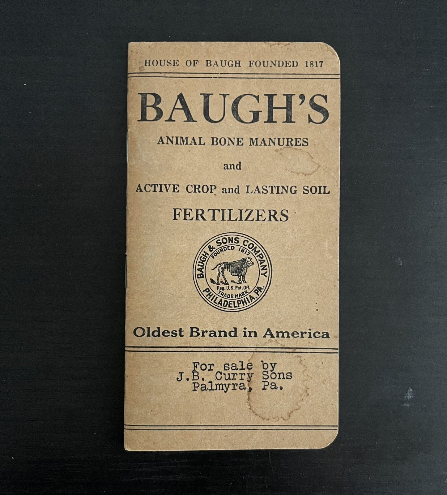 Baugh’s Animal Bone Manures Fertilizers Memo Book Vintage Unused Philadelphia