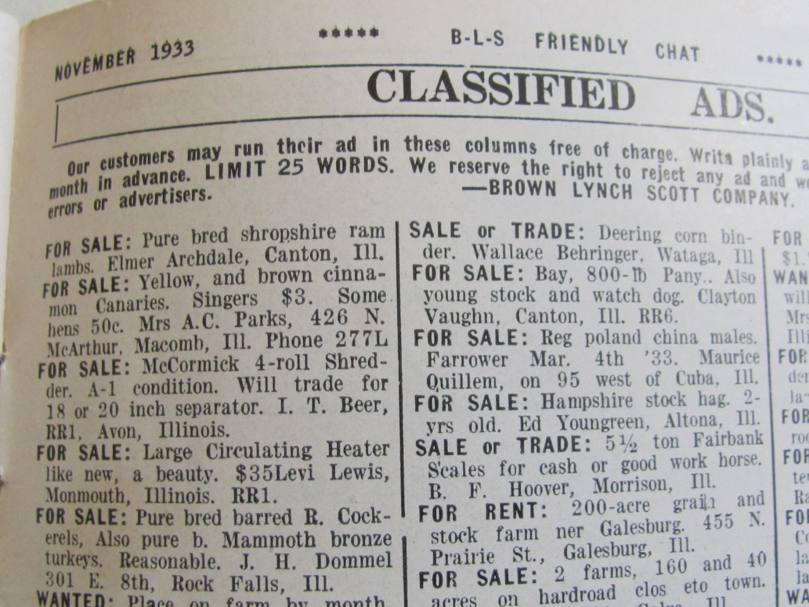 1933 ADVERTSING BOOKLET BROWN LYNCH SCOTT CO MONMOUTH IL FARM HUNTING GOODS