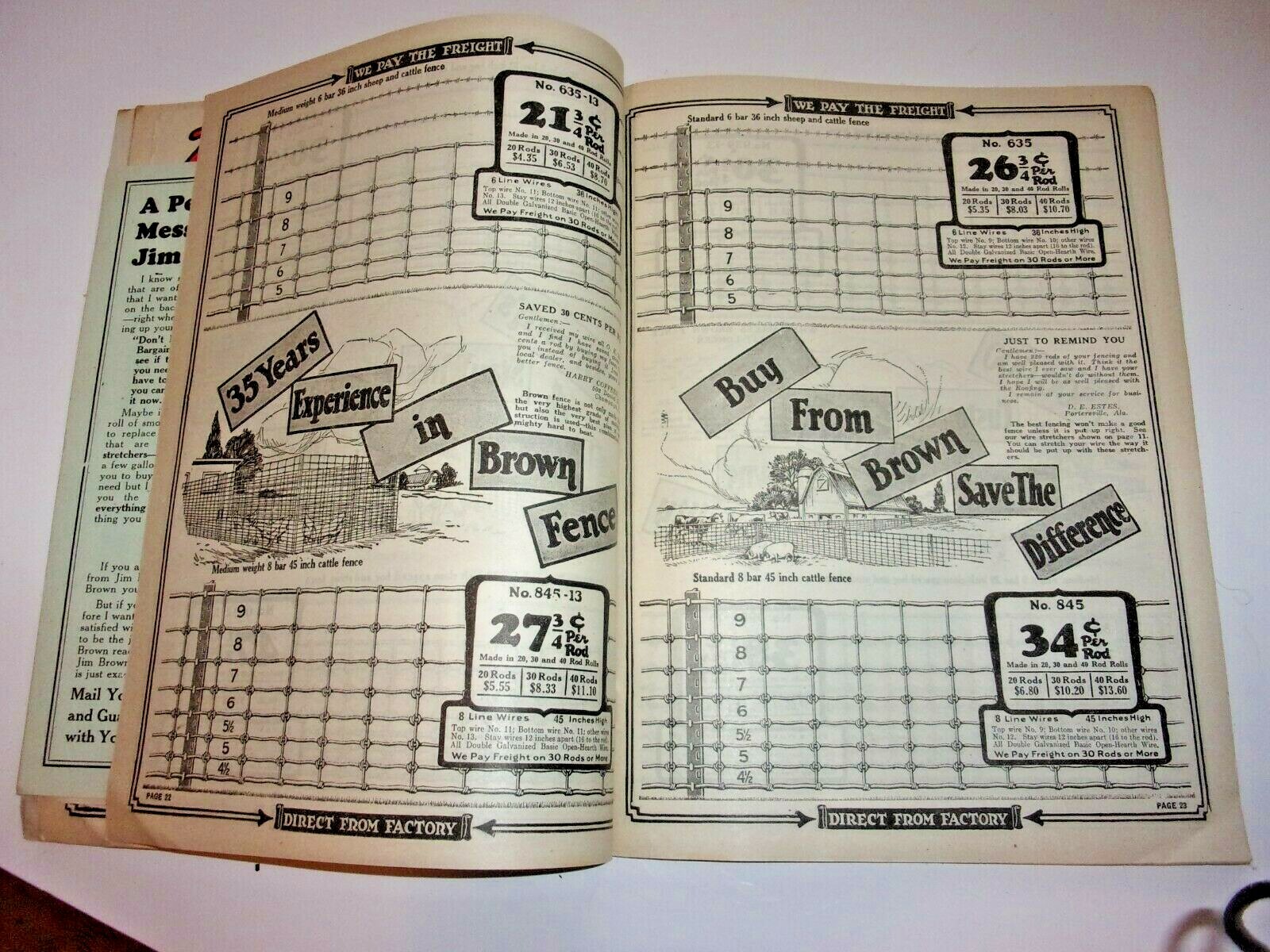 JIM BROWN’S 1925 BARGAIN BOOK CATALOG BROWN’S FENCE & WIRE, CLEVELAND, OHIO
