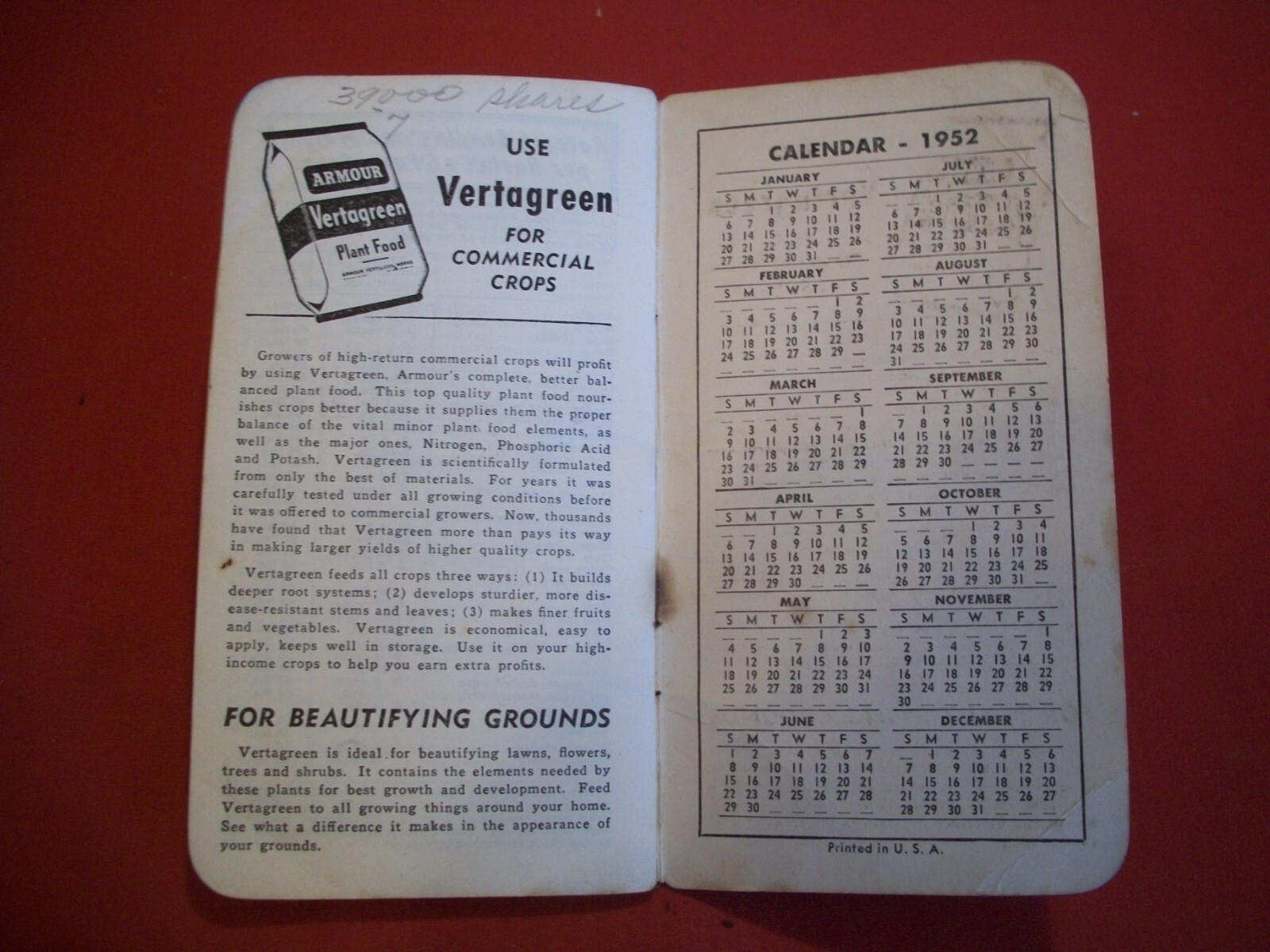 Collectable 1951-1952 Ox Guanos Fertilizers Memo Note Booklet