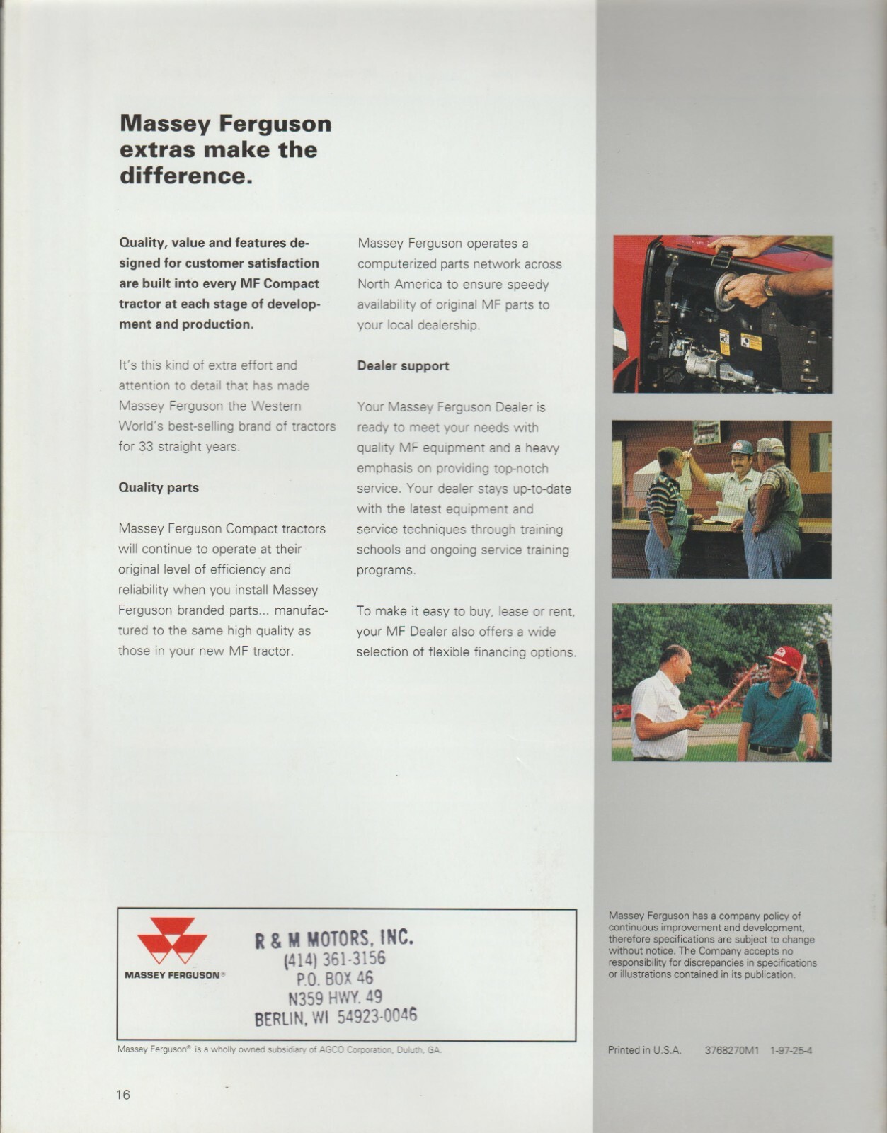 Massey Ferguson 1200 Series 17 – 40 HP Engine Compact Tractor Sales Brochure