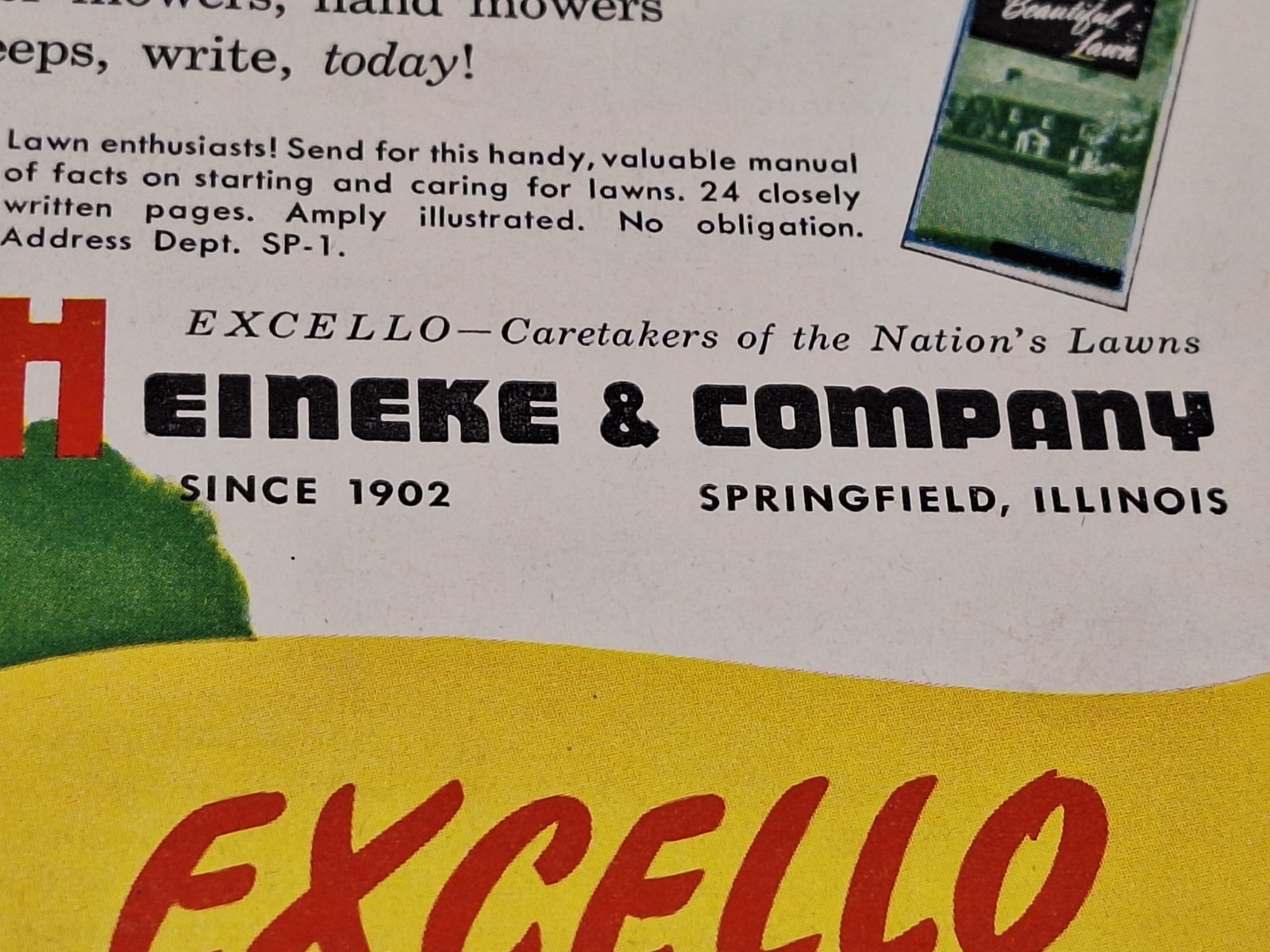 1951 EXCELLO LAWN MOWER Original Print Ad Magazine Heineke & Company 10″x13″