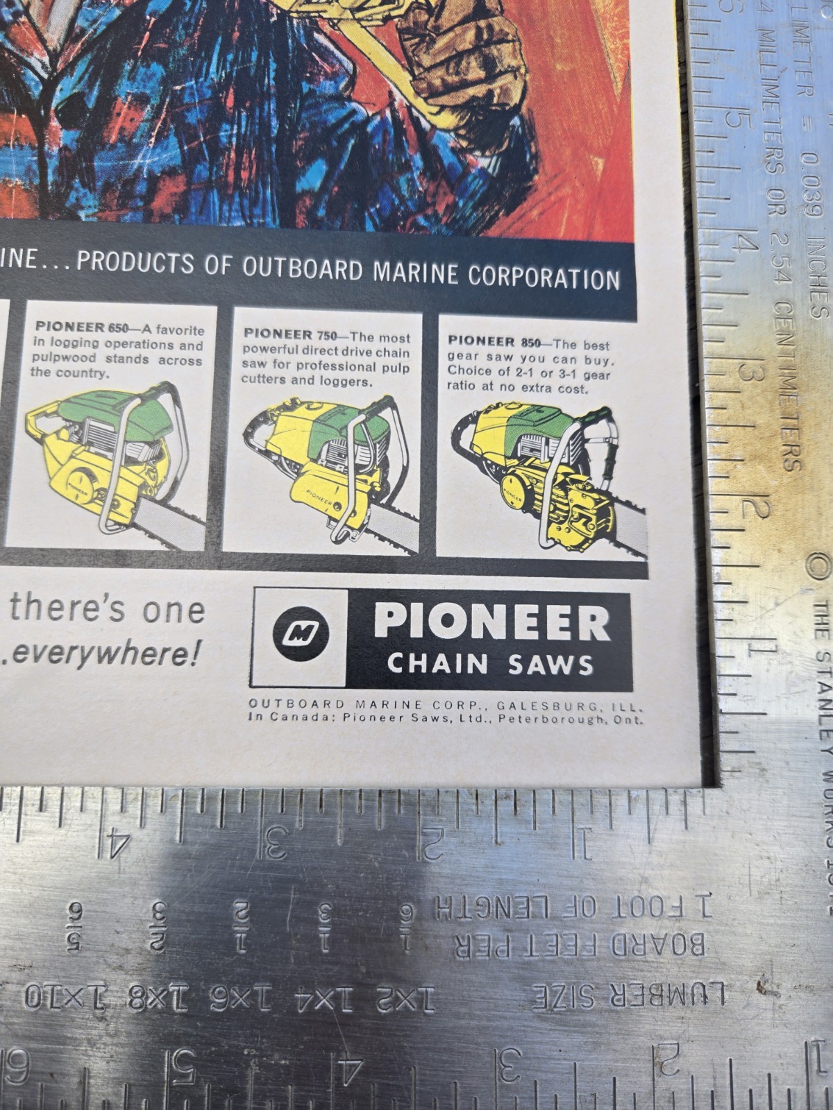 Vintage 1960’s Pioneer (OMC) Chainsaw Brochure For 11-10 & 14-10 Wildcat I & II