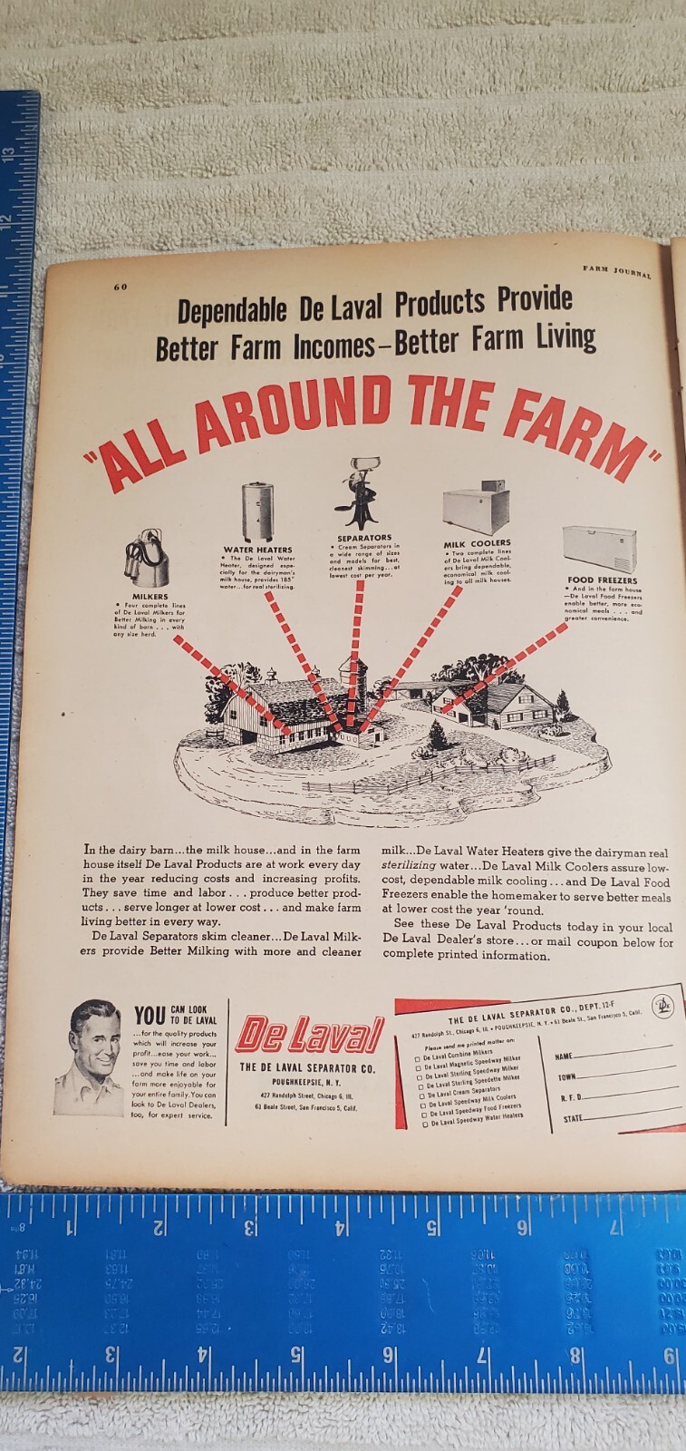 Vintage 1952 DeLaval Milk Products Magazine Ad 2 page