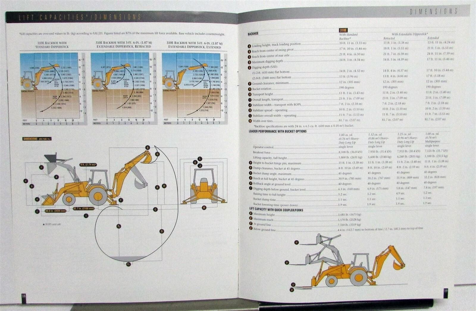 1999 John Deere 310E Backhoe Loader Specifications Construction Brochure