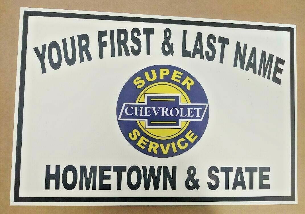 PERSONALIZED CHEVROLET SERVICE CAR ALUMINUM NAME SIGN