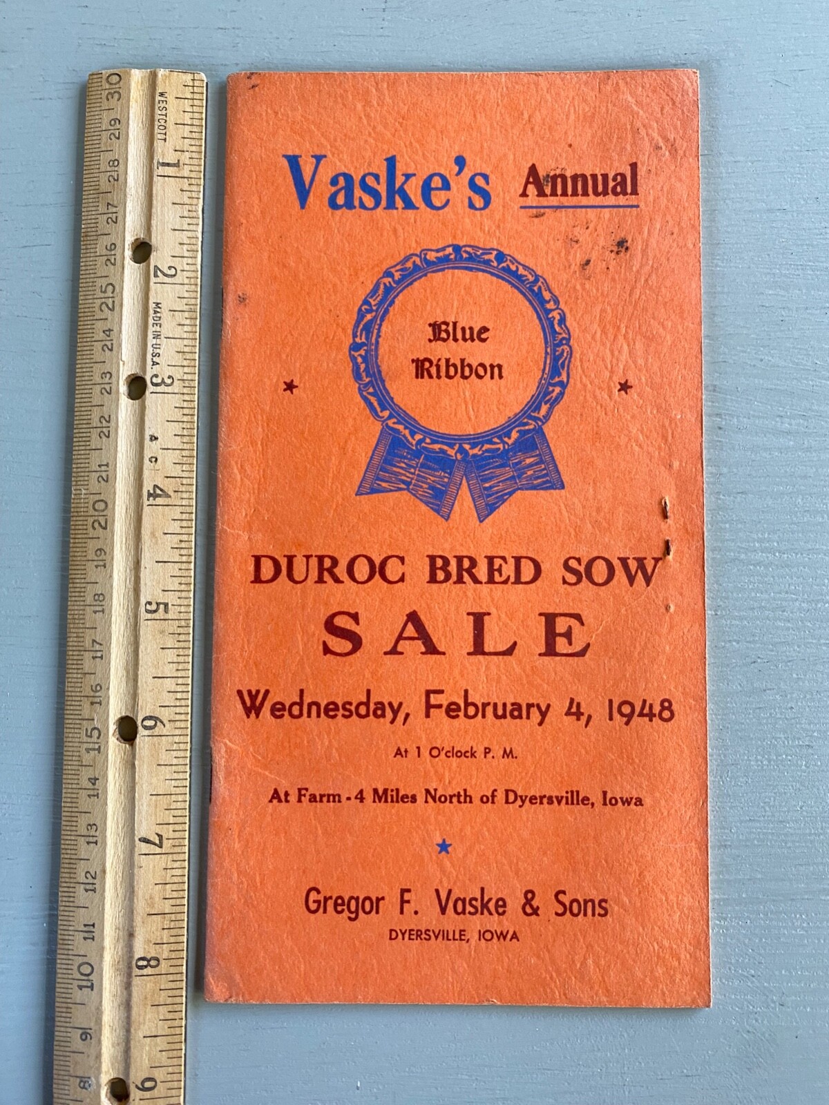 Vintage Duroc Bred Sow Hogs Pigs Sale Catalog Book Dyersville Iowa 1948 Farm Ag