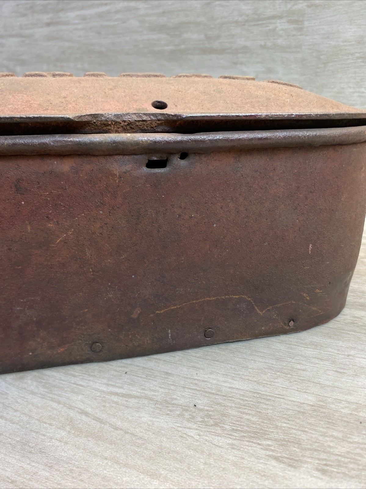Antique Adriance cast iron mower reaper collectible tool box Chipped BARN FIND