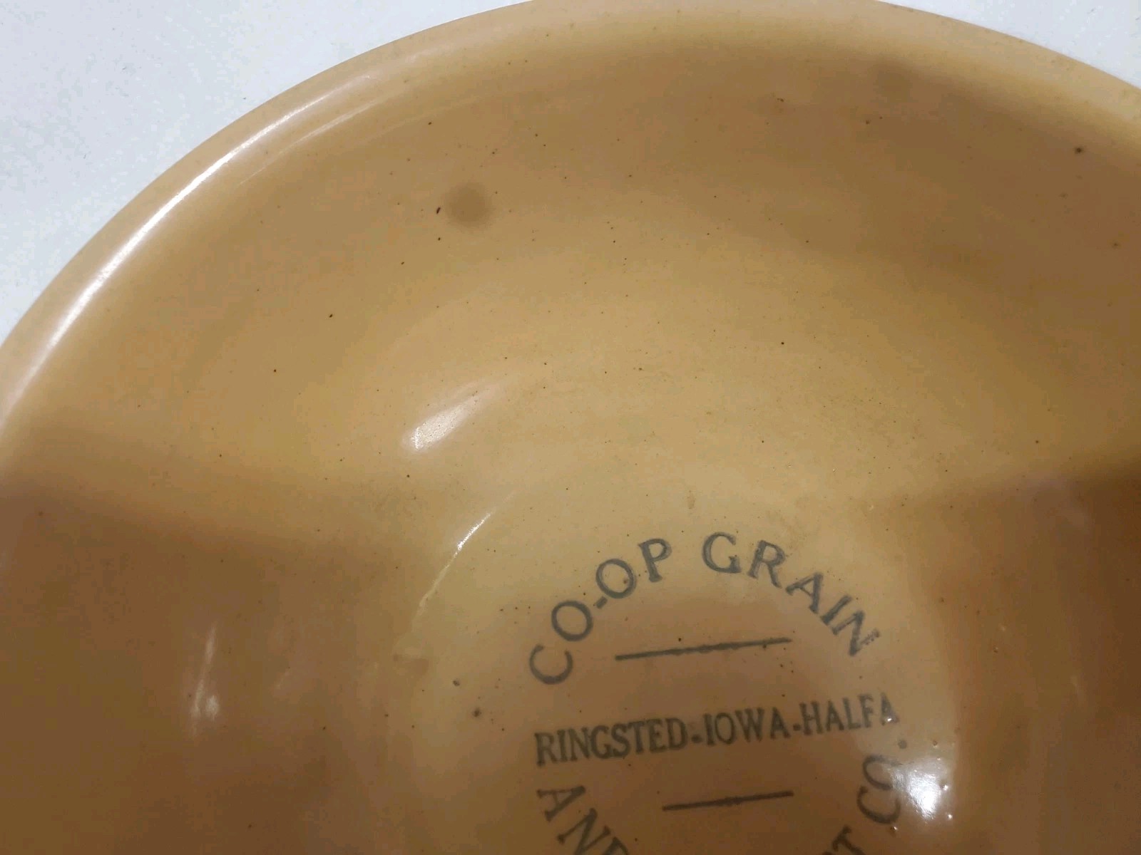 9″ Stoneware Bowl Co-op Grain And Product Company Ringstead Halfa Iowa Cracked