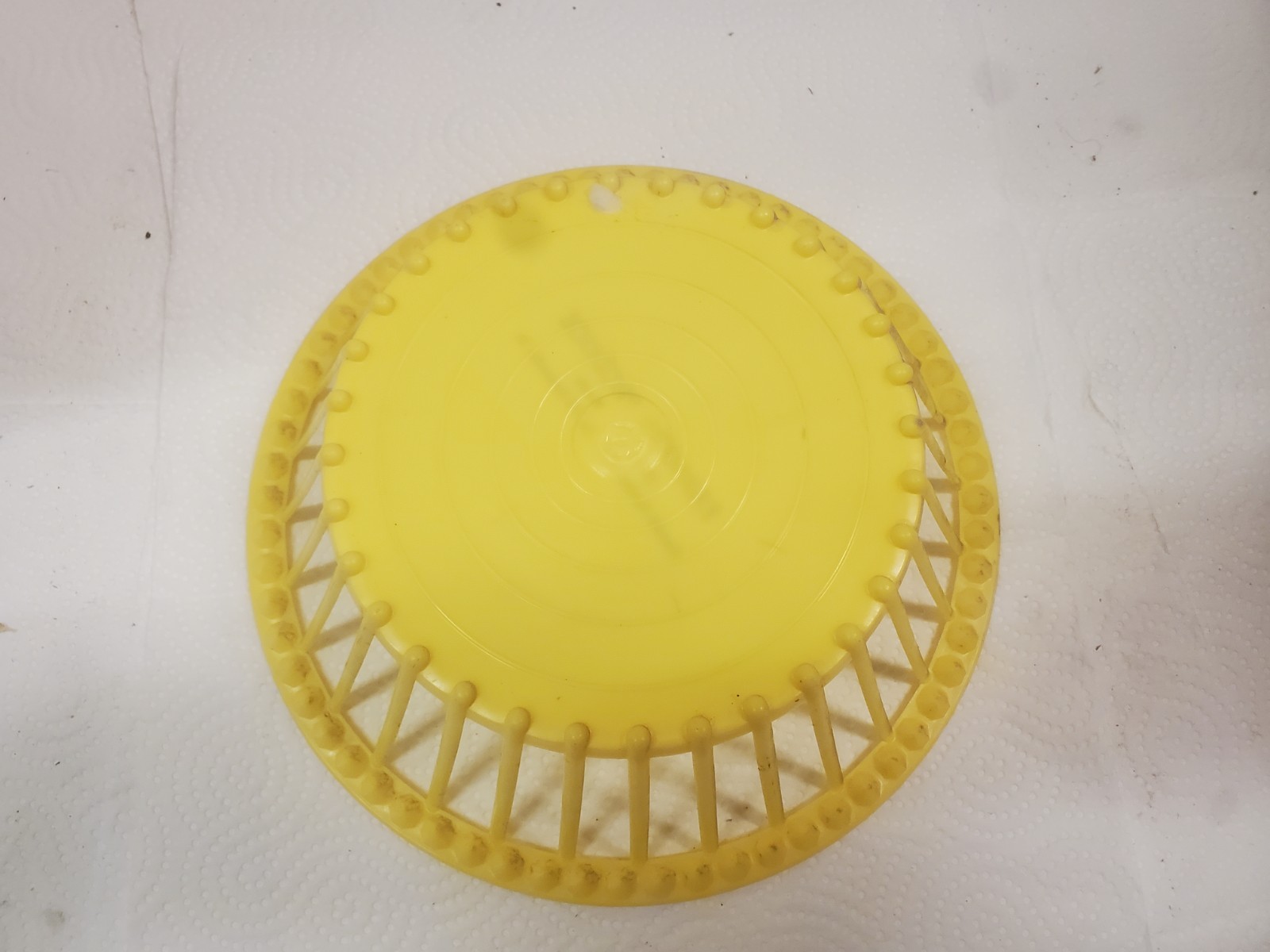 9″ Yellow Plastic Basket Farmers Produce Kanawha Iowa Harold Assink Chicks Feeds