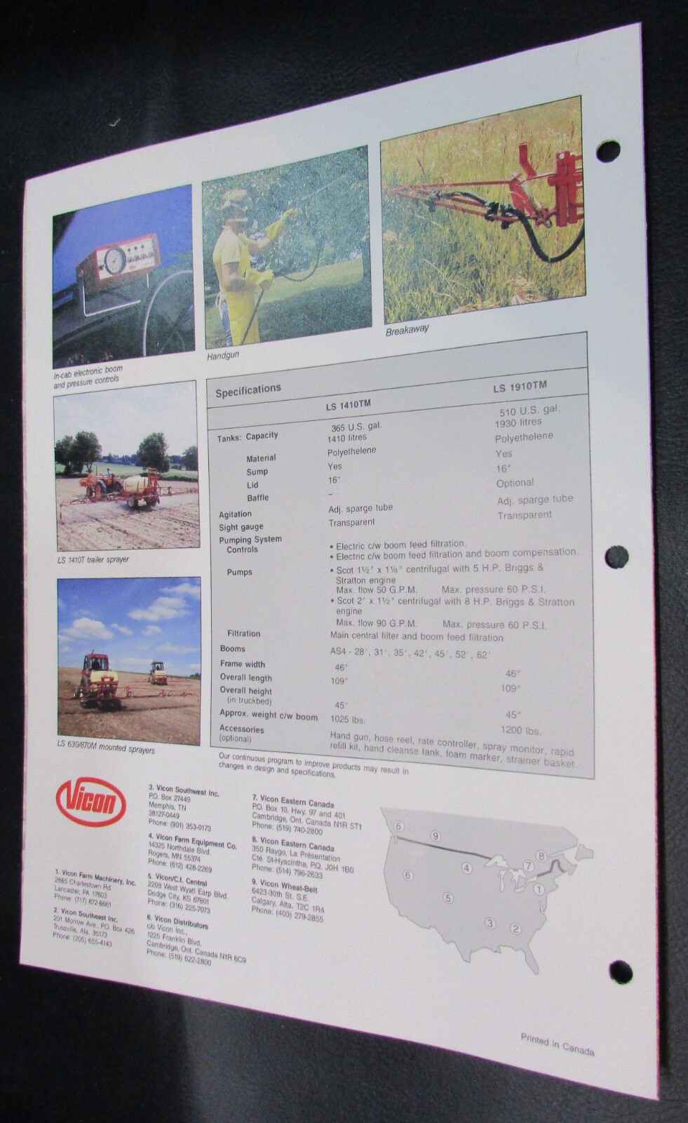 New Vintage 1980’s Vicon Canada Pickup Truck Mounted Farm Sprayers Brochure