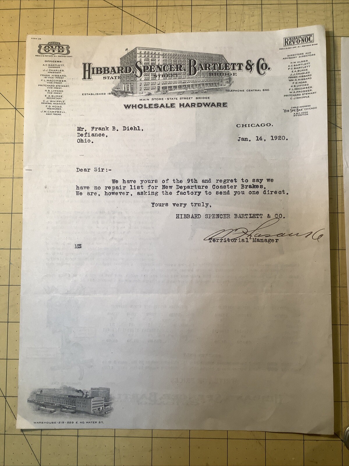 Set Of Two 1920-1921 Letters Hubbard Spencer, Bartlett & Co. Chicago INV-P0941