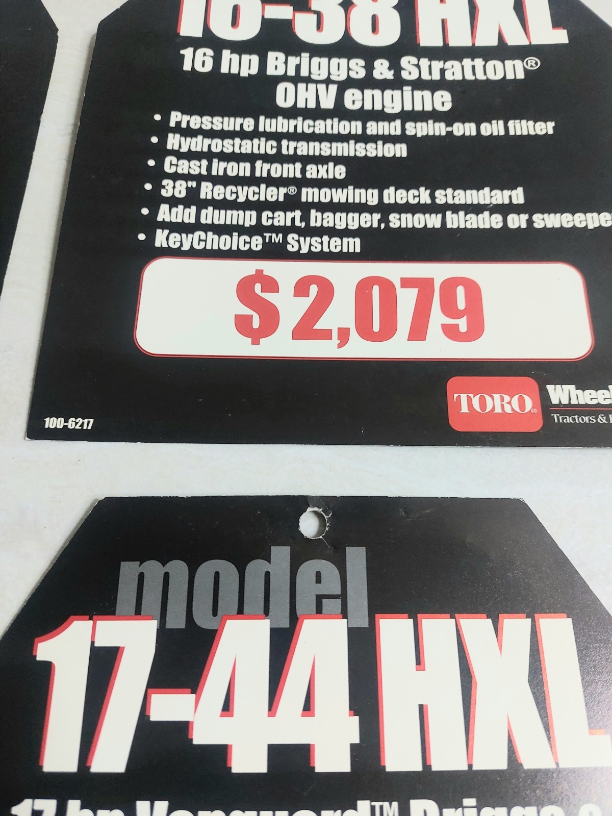 NOS Wheel Horse Dealer Price Tag Sale Hanger Tag 1990’s