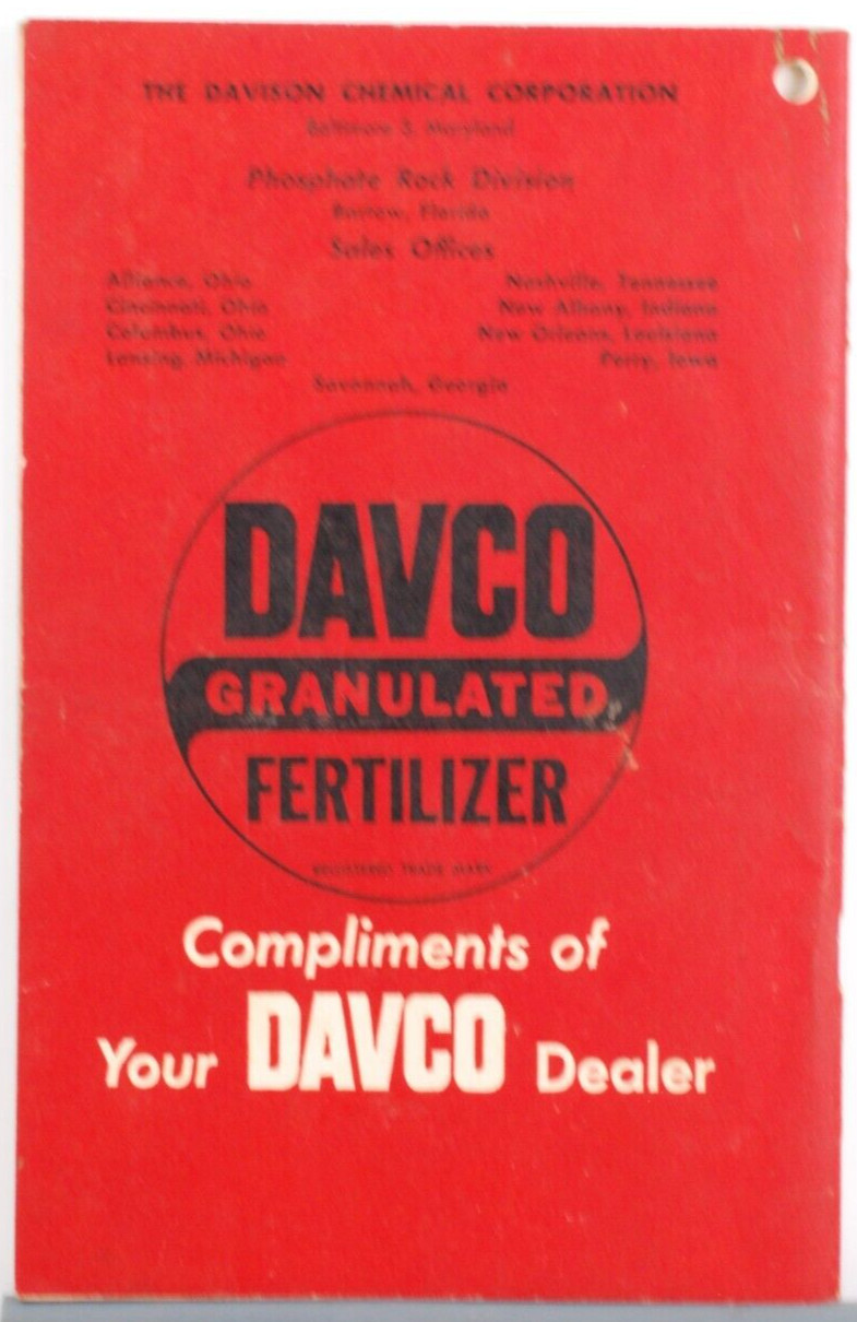 Davco Farmer’s Almanac 1954 Davison Chemical Company Red Cover