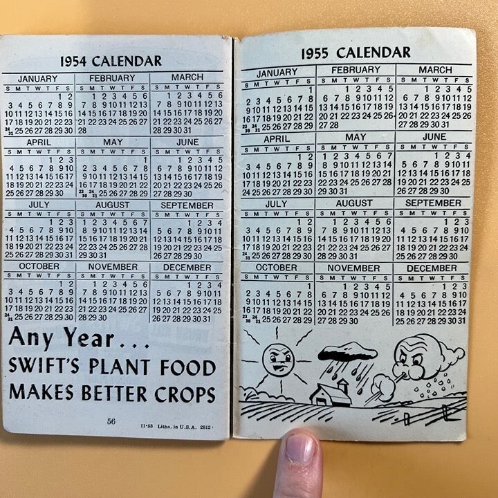 Vintage Swift’s Plant Food Service Pocket Book 1954 – 1955
