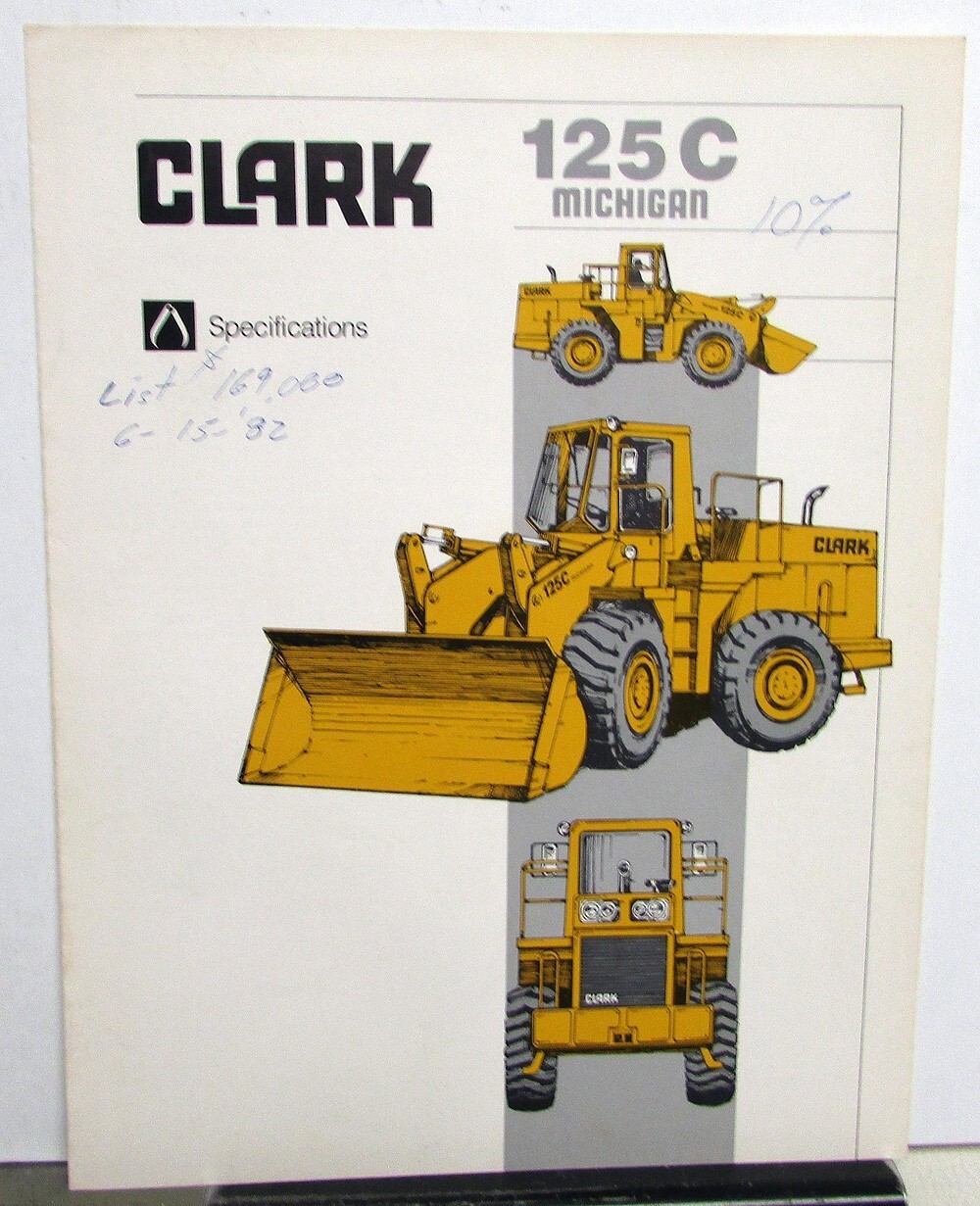 1980s Clark 125C Michigan Loader Specifications Construction Sales Folder