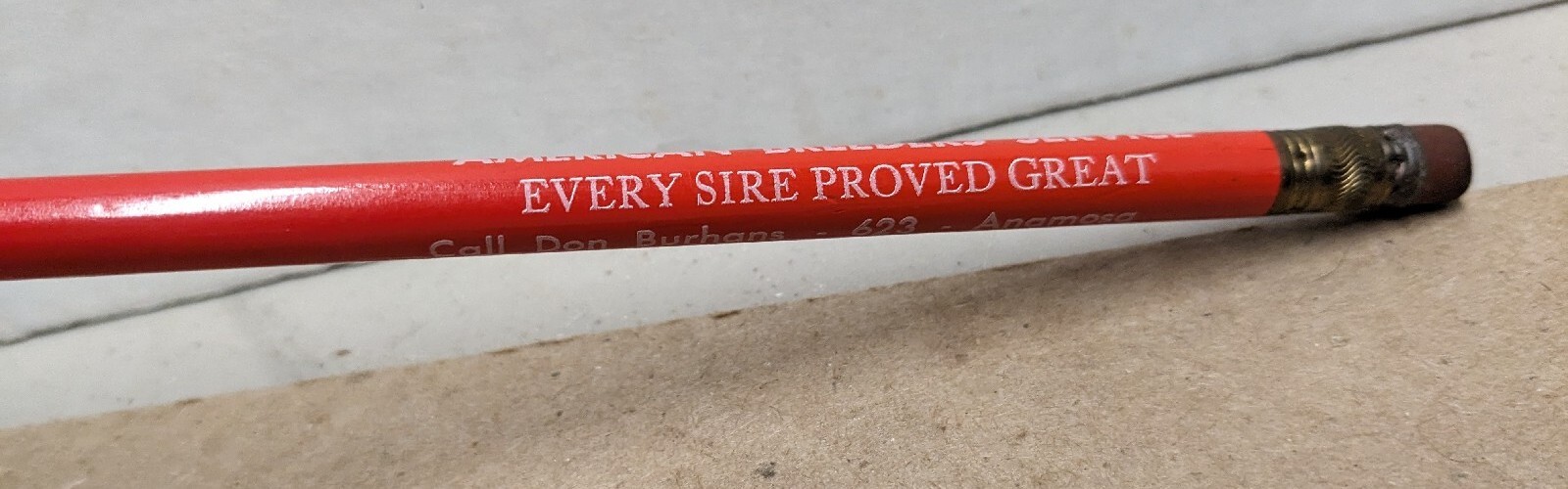 Vintage American Breeders Service Sire Anamosa And Monticello Iowa IA Pencil