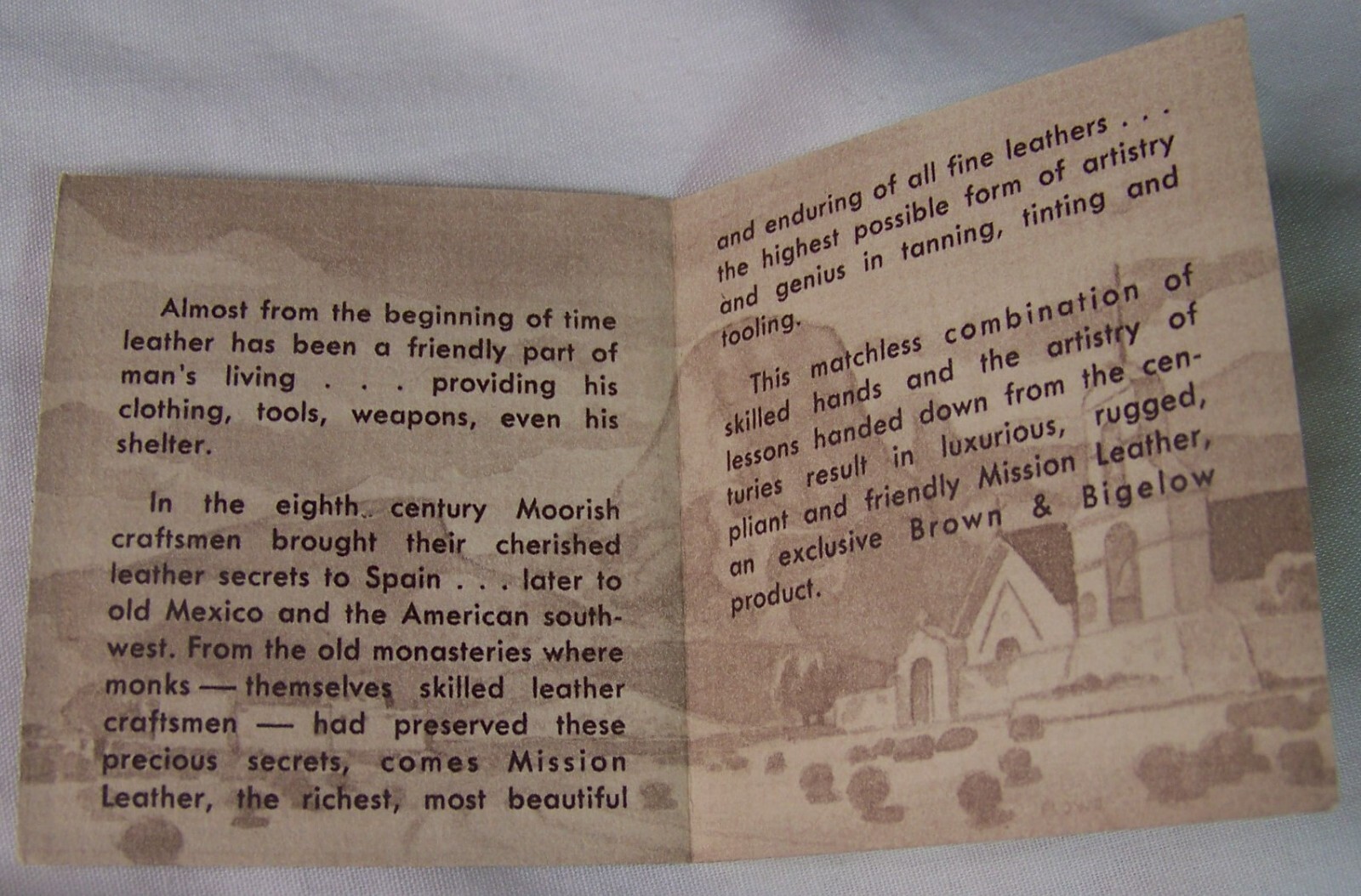 c1930 VINTAGE BROWN & BIGELOW MISSION LEATHER APPAREL ADVERTISING BROCHURE