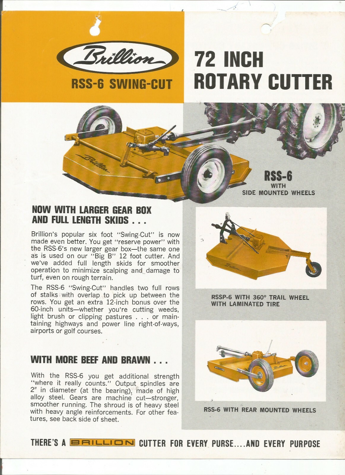 Original Brillion RSS-6 Swing-Cut 72″ Rotary Cutter Sales Brochure Form No. 71-E