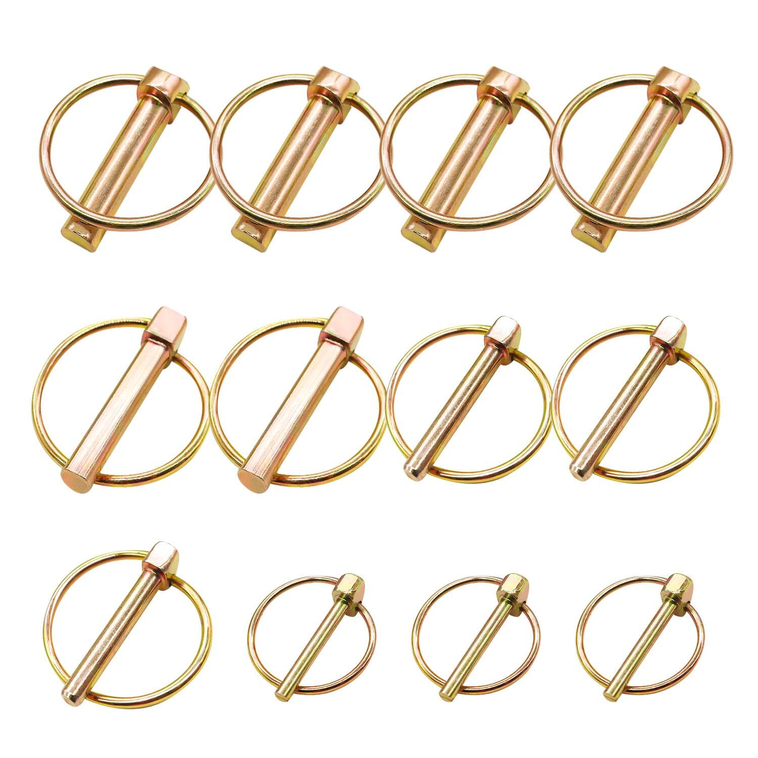 12Pcs 4 Size Lynch Pin Assortment Kit Tractor Pins Linch Pins 3 Point Hitch Pins