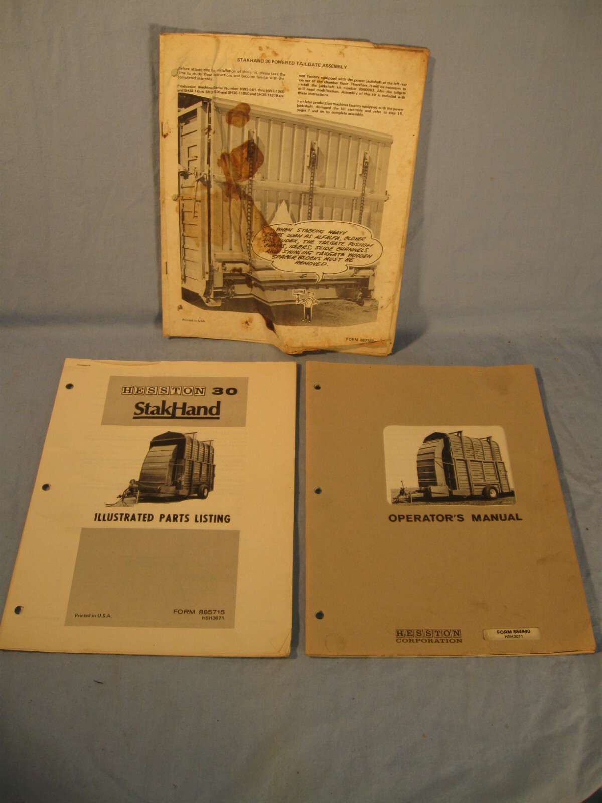 Vintage Lot of 3 Hesston 30 StakHand Manuals