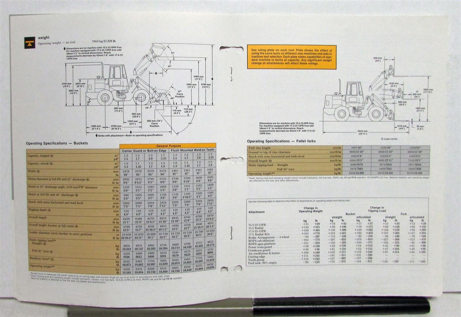 1985 Caterpillar IT18 Integrated Tool Carrier Construction Specs Sales Brochure