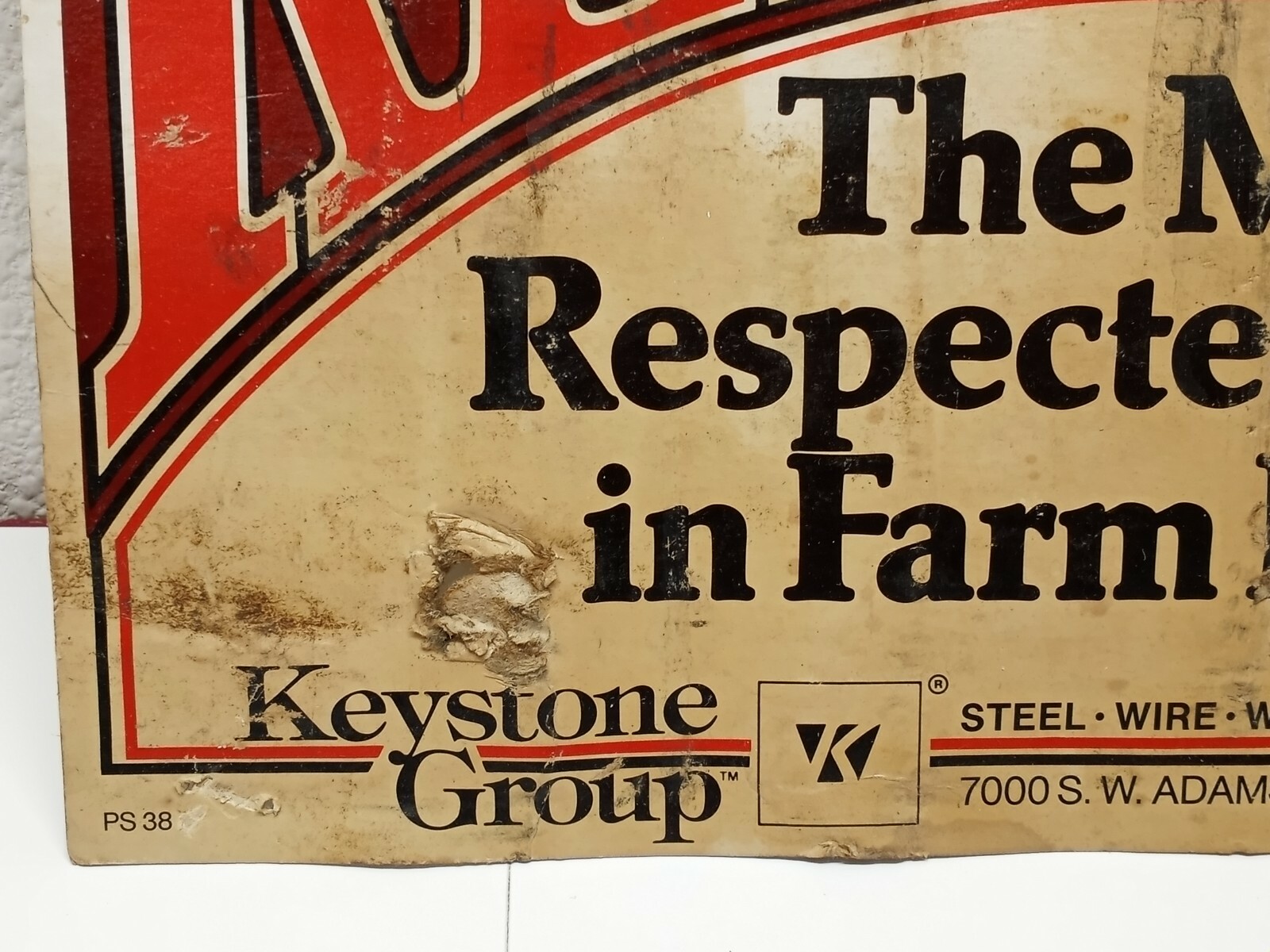 Vtg RED BRAND WOVEN WIRE PAPER SIGN KEYSTONE GROUP FARM FENCE 11.5″x7.25″