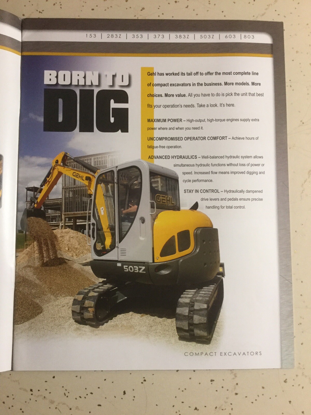 GEHL FULL LINE COMPACT EXCAVATORS 12 PAGES 2011 Sales Brochure