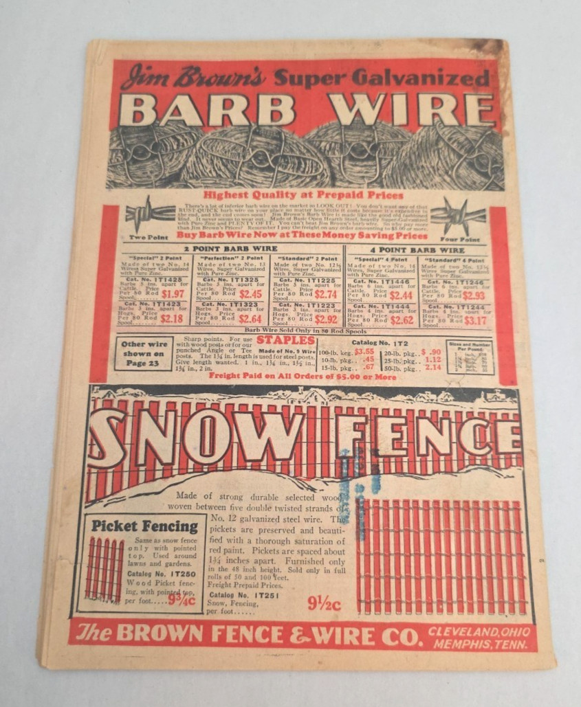 JIM BROWN’S FARM HOME & GARDEN ADVERTISING SALES CATALOG SUMMER &FALL 1931