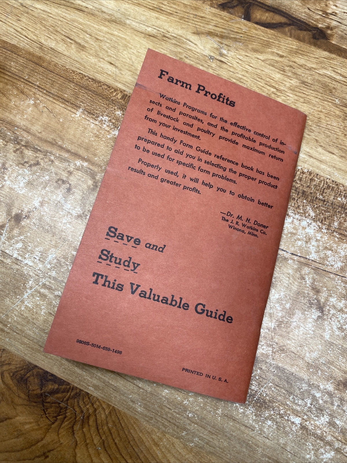 Vintage Brochure 1940’s FARM GUIDE, J R Watkins Pest Control, Animal Health