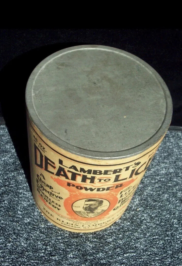 Lambert’s Death To lice Powder Antique Farm Agriculture Tin Advertising Rare