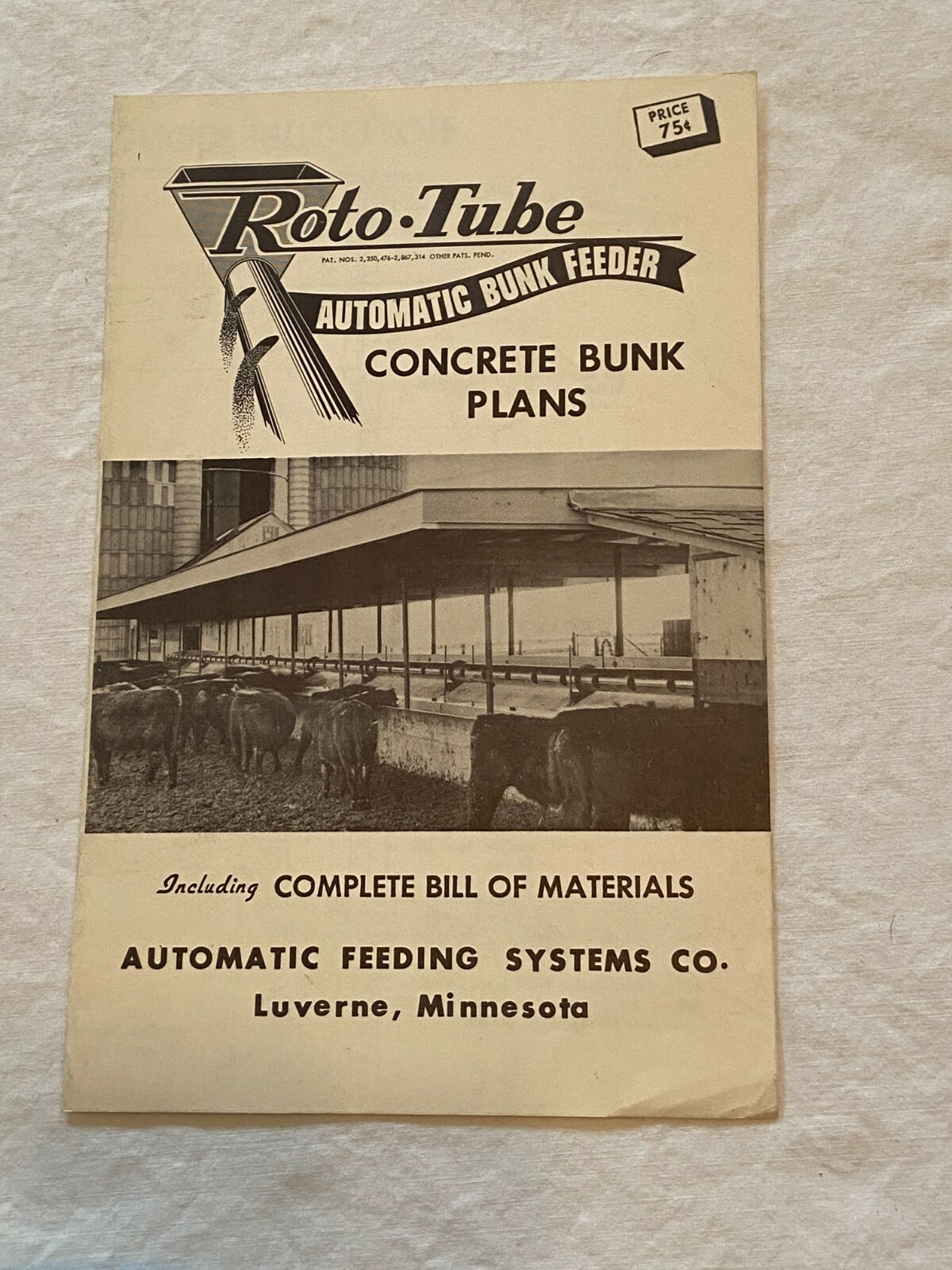 Vintage Roto-Tube Automatic Bunk Livestock Feeder Brochure w Illustrated Plan