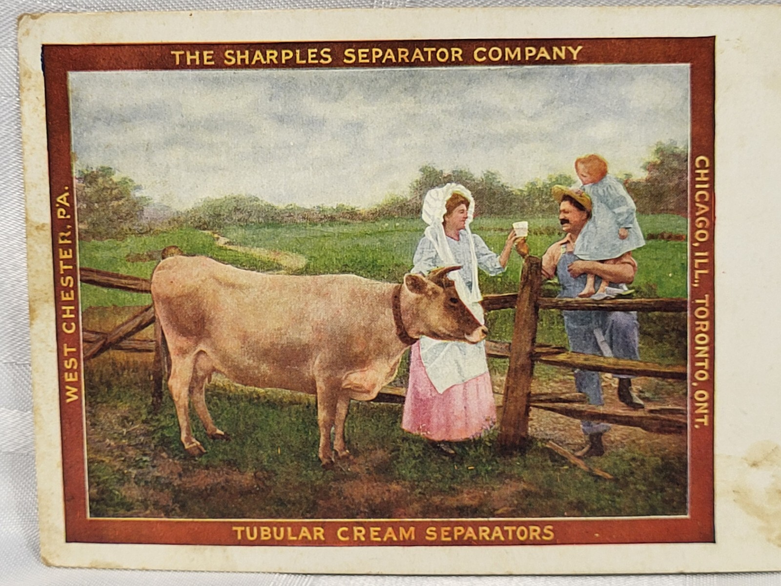 ANTIQUE TUBULAR CREAM SEPARATORS ADVERTISING POSTCARD EARLY AD FARM JERSEY COW