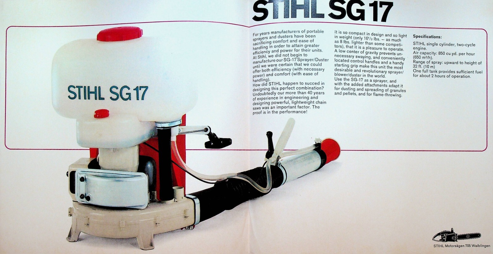 Stihl SG 17 Chainsaw Advertising Brochure