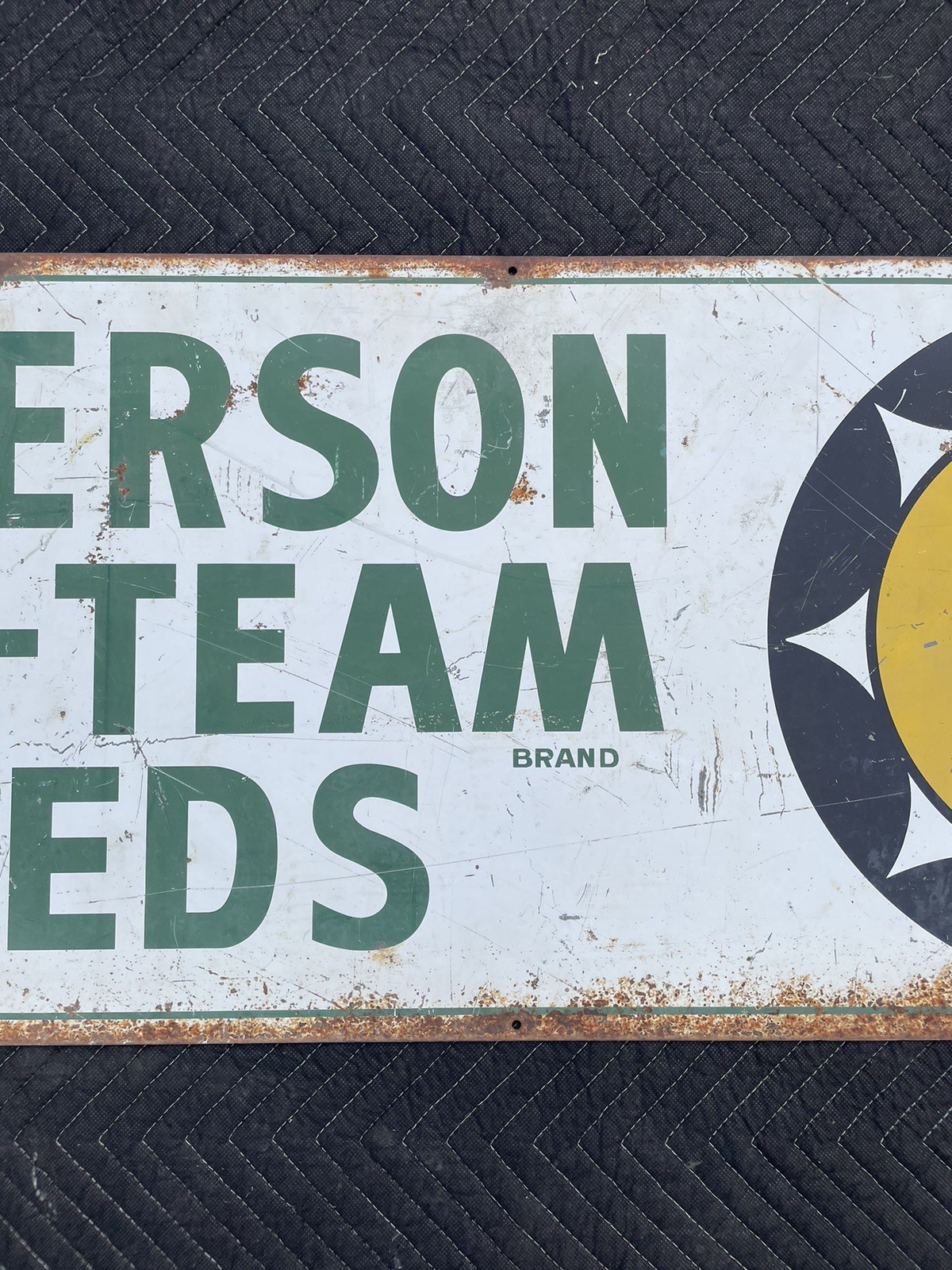 Peterson Pro-Team Seeds Painted Metal Sign 48” x 18” Vintage