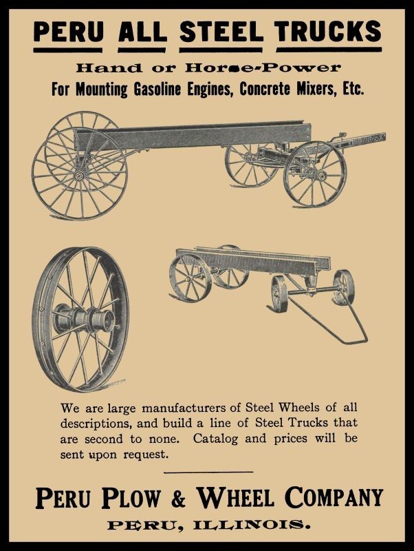1915 PERU Plow & Wheel Co. of Peru, Illinois NEW Metal Sign: 9×12″ Ships Free