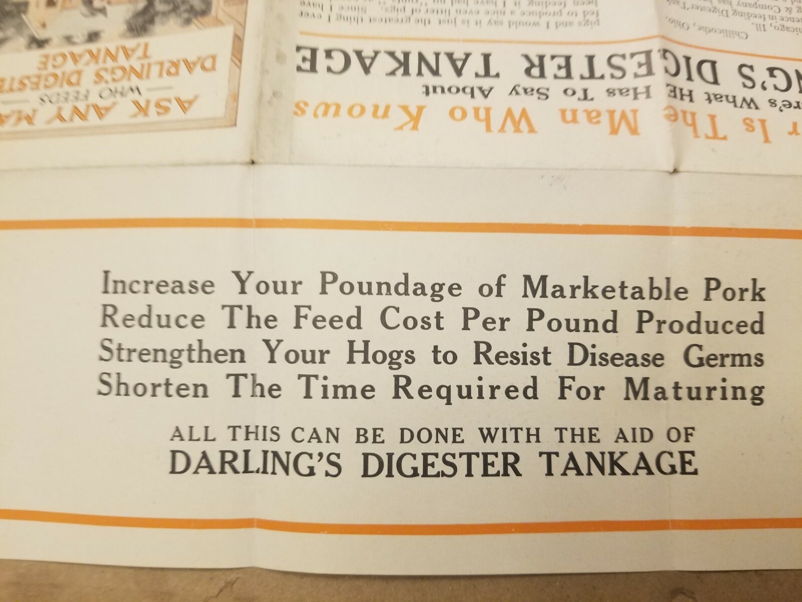 VINTAGE AGRICULTURE BROCHURE. DARLING’S DIGESTER TANKAGE.