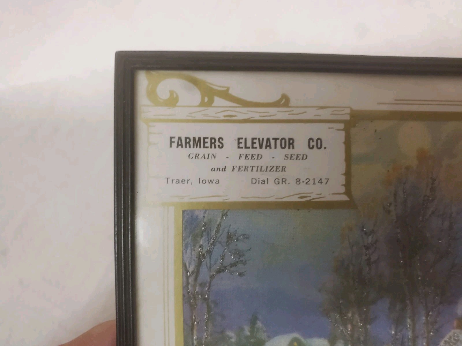 7″ X 5″ Framed Thermometer Farmers Elevator Traer Iowa 1960 Calendar Grain Feed