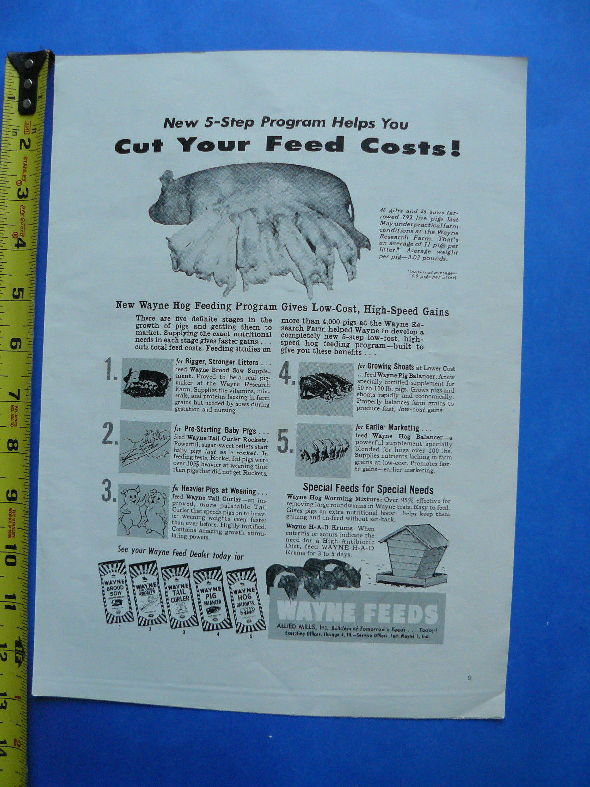 THE FARM QUARTERLY- SPRING 1956 -AD- 5 STEP PROGRAM – WAYNE FEED