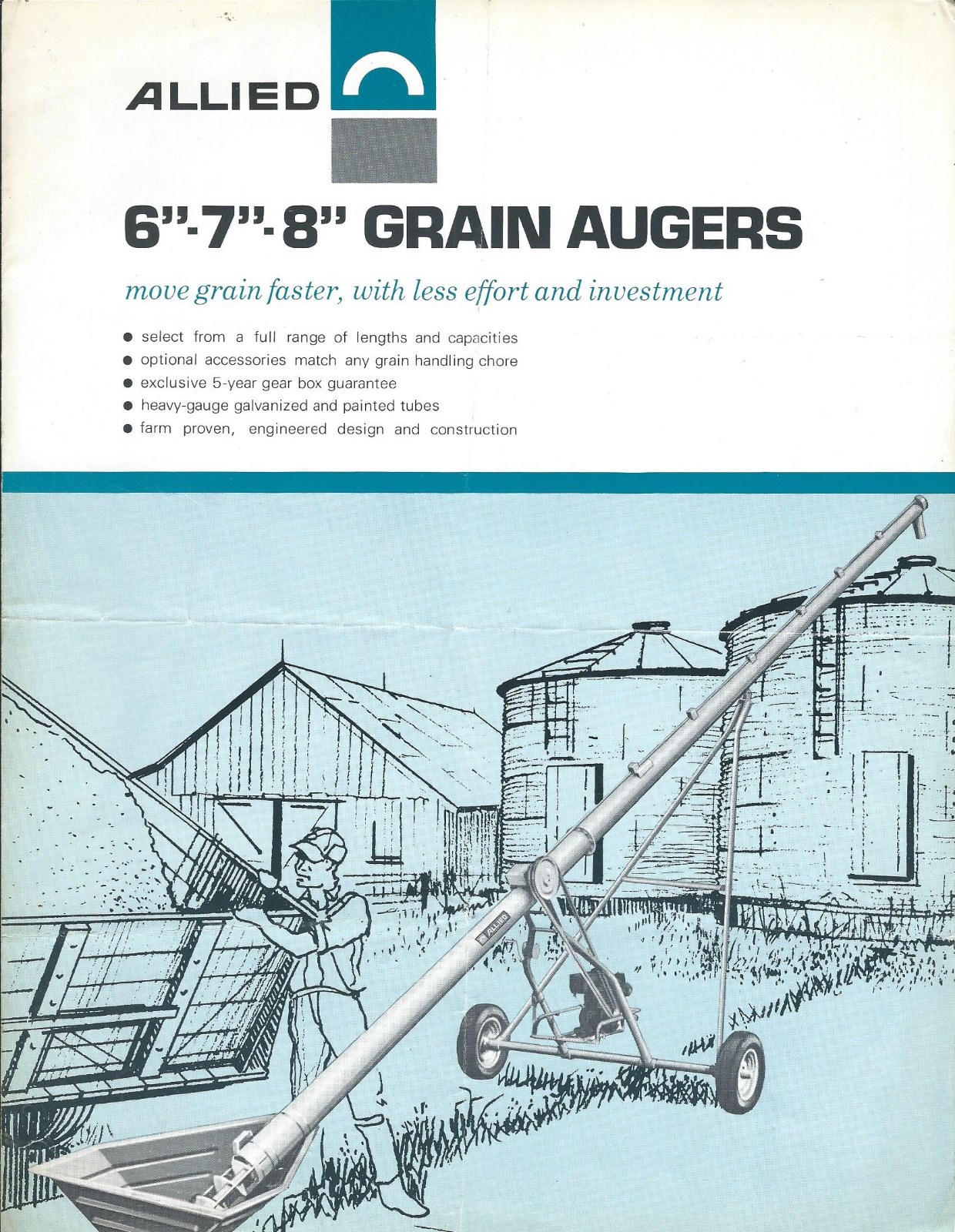 Farm Equipment Brochure – Allied – 6″ 7″ 8″ – Grain Augers (F6514)
